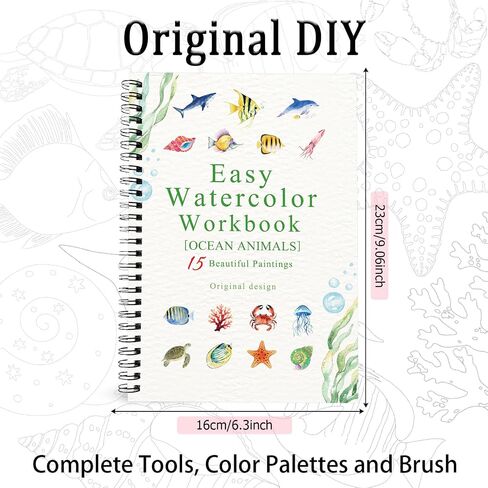Watercolor Workbooks, 16 Colors Water Color Books Paint Set for Adults, Watercolor Coloring Book for Beginners, Water Color Workbook, 15 Beautiful Paintings for Beginners (Plants) in Saudi Arabia
