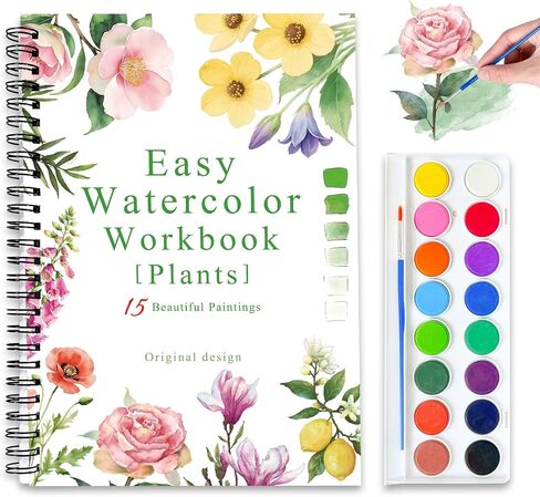Watercolor Workbooks, 16 Colors Water Color Books Paint Set for Adults, Watercolor Coloring Book for Beginners, Water Color Workbook, 15 Beautiful Paintings for Beginners (Birds) in Saudi Arabia