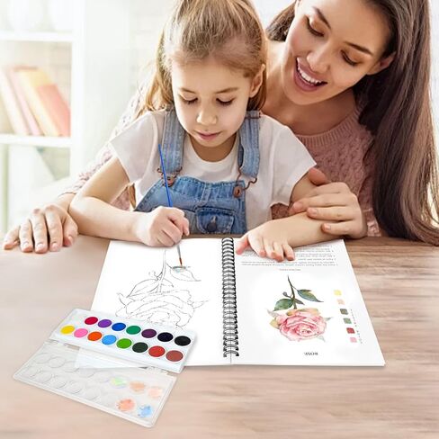 Watercolor Workbooks, 16 Colors Water Color Books Paint Set for Adults, Watercolor Coloring Book for Beginners, Water Color Workbook, 15 Beautiful Paintings for Beginners (Birds) in Saudi Arabia