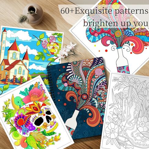 Kalysky Adult Coloring Book Set - 3 Coloring Books for Adults Relaxation, Country Gardens, Farm & City Sights Themes | Stress Relief Coloring Book for Women in Kuwait