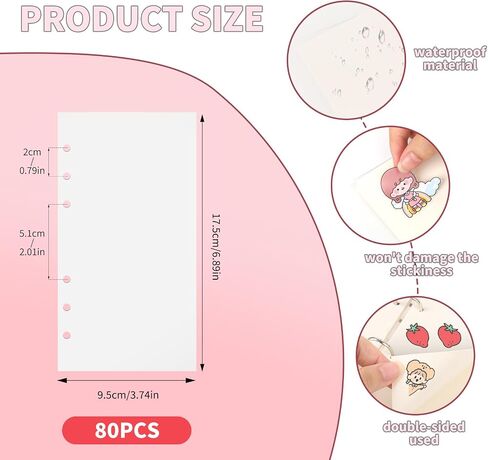 40 Sheets A6 Blank Release Paper Refills for Collecting Sticker Reusable Sticker Binder Book, 6.89 * 3.74in Insert Sheet for 6 Ring Sticker Organizer Album Storage Book in Saudi Arabia