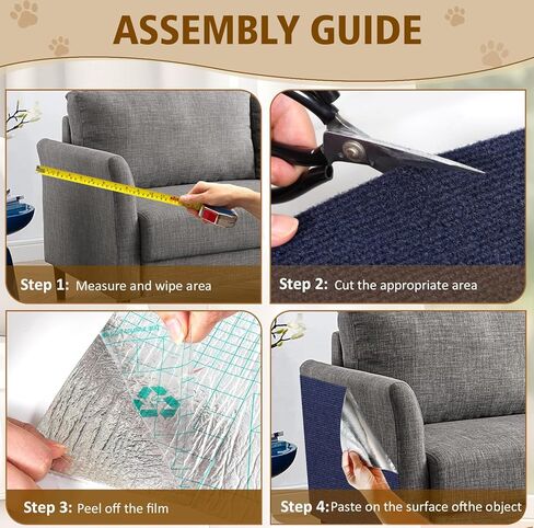 Cat Scratch Furniture Protector – DIY Climb Scratch Mat, Couch Protector from Cat Claws, Trimmable Self-Adhesive Carpet for Sofa, Furniture, Cat Tree (Beige, 78.7" x 15.8") in Saudi Arabia