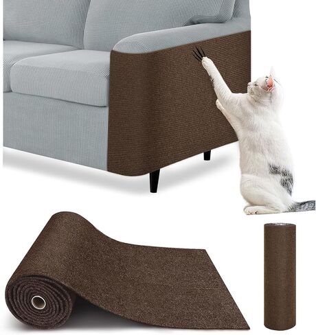 Cat Scratch Furniture Protector – DIY Climb Scratch Mat, Couch Protector from Cat Claws, Trimmable Self-Adhesive Carpet for Sofa, Furniture, Cat Tree (Beige, 78.7" x 15.8") in Saudi Arabia