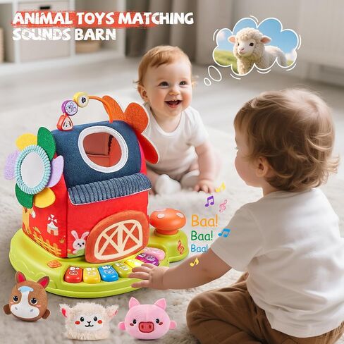 Baby Toys 6-12 Months, Surprise Barn With 12 PCS Stuffed Farm Animals, Mirror, Montessori Sensory Developmental Learning Toys For 6-12 Months, Ideals 6 7 8 9 Month Old Baby Boy Girl Gifts Toy in Saudi Arabia