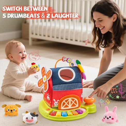 Baby Toys 6-12 Months, Surprise Barn With 12 PCS Stuffed Farm Animals, Mirror, Montessori Sensory Developmental Learning Toys For 6-12 Months, Ideals 6 7 8 9 Month Old Baby Boy Girl Gifts Toy in Saudi Arabia