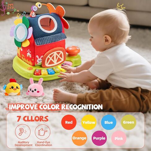 Baby Toys 6-12 Months, Surprise Barn With 12 PCS Stuffed Farm Animals, Mirror, Montessori Sensory Developmental Learning Toys For 6-12 Months, Ideals 6 7 8 9 Month Old Baby Boy Girl Gifts Toy in Saudi Arabia
