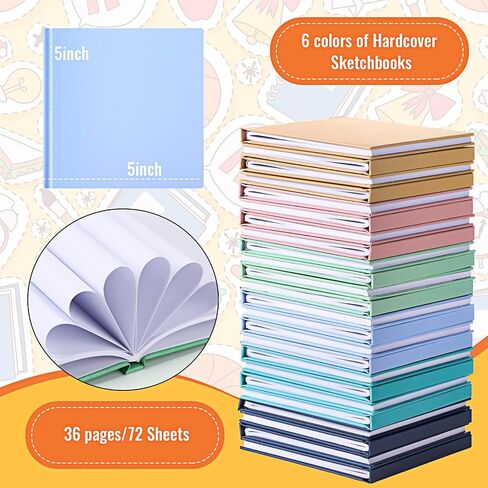 Ireer 24 Pcs 5 x 5 Inch Colorful Hardcover Blank Book Bulk Hardcover Sketchbooks for Kids to Write Stories Blank Books for Journaling Sketching Writing DIY Crafts Supplies 72 Pages(Bright Color) in Saudi Arabia