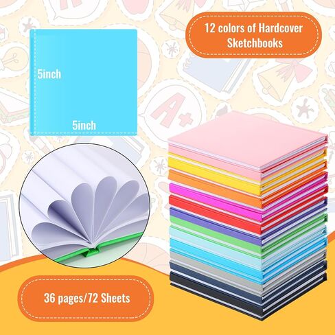 Ireer 24 Pcs 5 x 5 Inch Colorful Hardcover Blank Book Bulk Hardcover Sketchbooks for Kids to Write Stories Blank Books for Journaling Sketching Writing DIY Crafts Supplies 72 Pages(Bright Color) in Saudi Arabia
