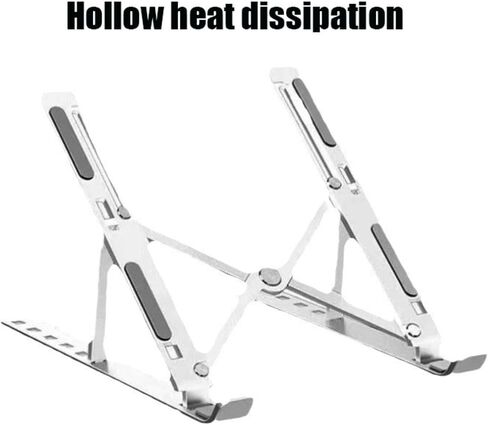 Adjustable Laptop Stand for Desk Riser ABS+Silicone Foldable Portable Notebook Holder Ventilated Cooling Notebook Mount-Plastic-Large-Size-Black in Saudi Arabia