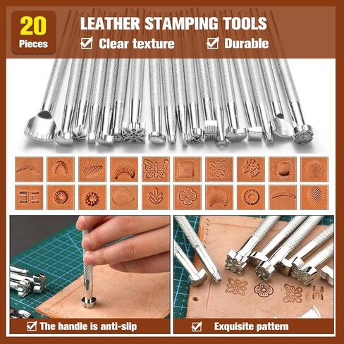 Leather Working Tools,Professional Leather Working Kit for Carving, Punching, Stamping, Cutting with Custom Storage Bag, Essential for DIY Crafts & Repairs. in Saudi Arabia