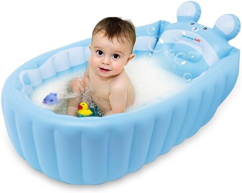 Inflatable Baby Bathtub, Newborn Baby Bathtub seat for Infant, Non-Slip Baby Pool for Sitting up, Portable Toddler tub Shower, Foldable Travel tub with Pool Toy &air Pump Accessories. in Saudi Arabia