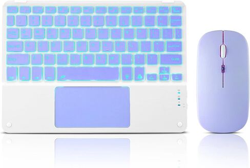 لوحة مفاتيح Bluetooth الفائقة الشحنة مع لوحة اللمس المدمجة والماوس المحمولة Mini Wireless Beyboard قابلة لإضاءة 7 ألوان قابلة لإضاءة خلفية من Apple iPad iPhone Samsung tablet iphone iphone ios android windows in Kuwait