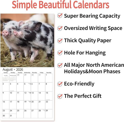 2026 Wall Calendar,Calendar 2026, July 2025 - December 2026, Wall Calendar Owls, 12" x 24" Opened,Full Page Months Thick & Sturdy Paper for Gift Perfect Calendar Organizing & Planning in Kuwait