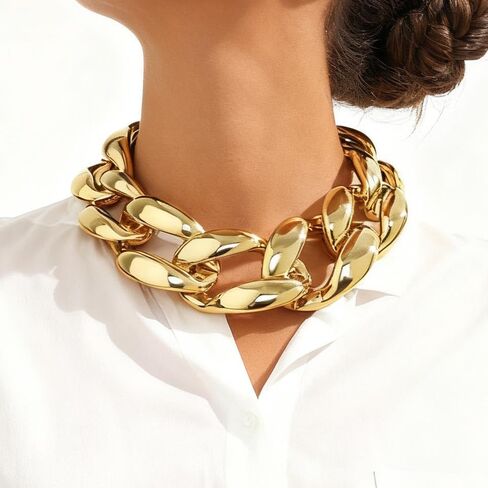 CLOACE Chunky Choker Necklace Gold Cuban Link Necklaces Chain Fashion Jewelry for Women in Saudi Arabia