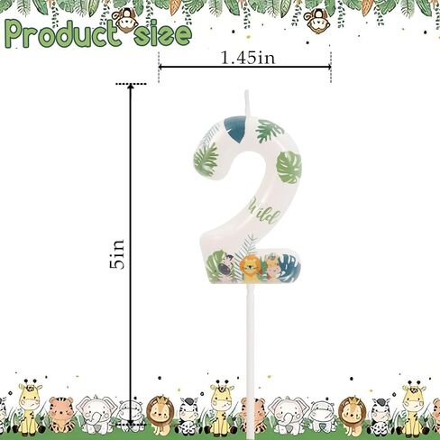 Wild Animal Number 1 Candle for Boys Girls, Wild Theme One Birthday Decorations, First Birthday Decorations for Boy Girl, Jungle Safari Theme Party Supplies in Saudi Arabia