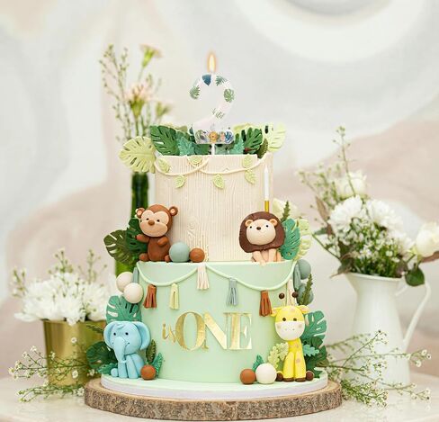 Wild Animal Number 1 Candle for Boys Girls, Wild Theme One Birthday Decorations, First Birthday Decorations for Boy Girl, Jungle Safari Theme Party Supplies in Saudi Arabia