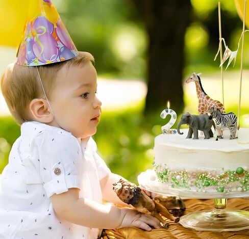 Wild Animal Number 1 Candle for Boys Girls, Wild Theme One Birthday Decorations, First Birthday Decorations for Boy Girl, Jungle Safari Theme Party Supplies in Saudi Arabia