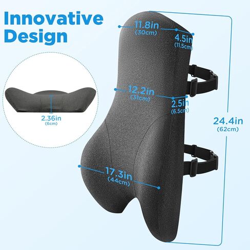 Teemour High Back Povery Pillow لكرسي المكاتب ، ودعم بالكامل بالكامل تخفيف آلام الوسادة الكاملة تعزز وسادة الدعم القطني الرغوة في الموقف in Kuwait