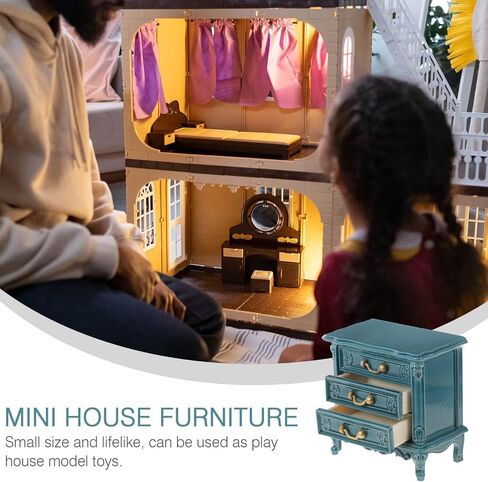 Miniature Wooden Cabinet for Dollhouse: 1:12 Scale Dollhouse Furniture Cabinet Wooden Mini Drawer Accessories Kitchen Photo Props for Kids Play Toy Living Room Decoration in Saudi Arabia