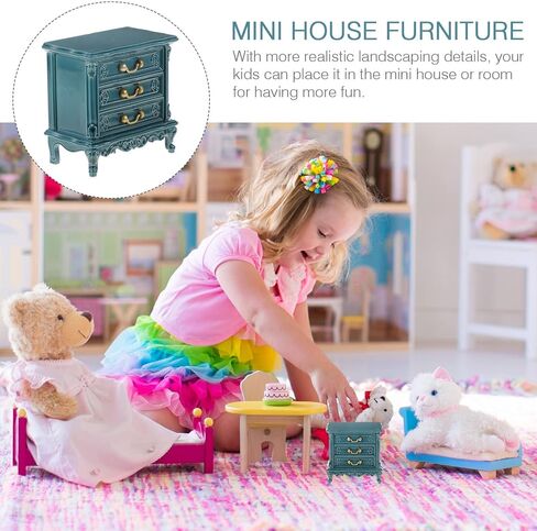Miniature Wooden Cabinet for Dollhouse: 1:12 Scale Dollhouse Furniture Cabinet Wooden Mini Drawer Accessories Kitchen Photo Props for Kids Play Toy Living Room Decoration in Saudi Arabia