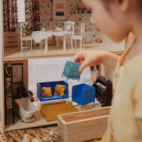Miniature Wooden Cabinet for Dollhouse: 1:12 Scale Dollhouse Furniture Cabinet Wooden Mini Drawer Accessories Kitchen Photo Props for Kids Play Toy Living Room Decoration in Saudi Arabia