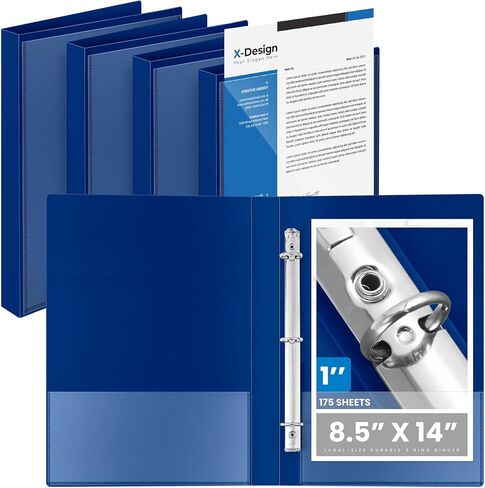 Henoyso 4 Pcs Legal Size Binder with View Cover 3 Ring 1" Durable White Binders for 8.5" x 14" Paper Hold up to 175 Sheets for Documents Artwork, Office, Home, Work Places in Saudi Arabia