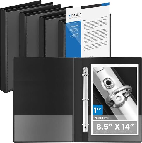 Henoyso 4 Pcs Legal Size Binder with View Cover 3 Ring 1" Durable White Binders for 8.5" x 14" Paper Hold up to 175 Sheets for Documents Artwork, Office, Home, Work Places in Saudi Arabia