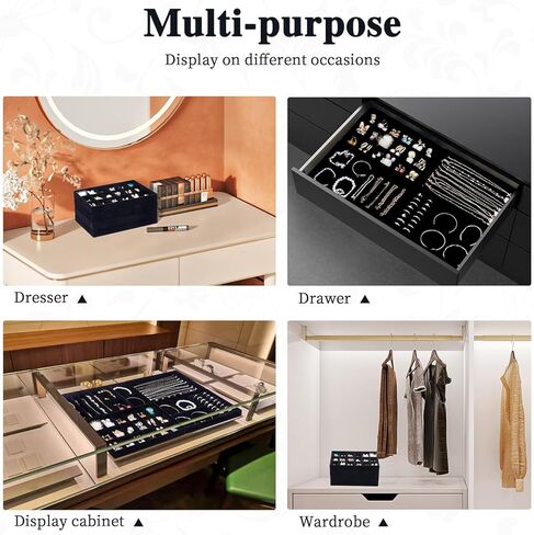 منظم درج المجوهرات ، صينية مخملية لتخزين قلادة حرك ، إدراج قابلة للتكديس للنساء ، الأخضر in Kuwait