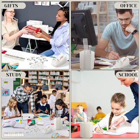 Marspark 12 Pcs Sage Green Office Supplies Desk Accessories Set Pen Holder Tape Dispenser Stapler Staple Remover Staples Tape Ruler Scissor Pen Sticky Note Index Tab Clips Set for Office School Home in Saudi Arabia