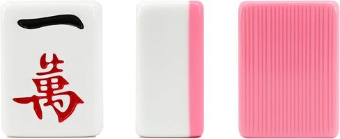 Mahjong Game Set, 144 40mm(1.57") Melamine Tiles with 4 Dices 40 Poker Chips and One Storage Bag, Complete Mahjong Tiles Set, Large, Majiang, 麻将, Pink in Kuwait