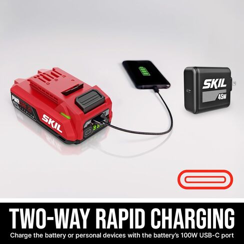 SKIL Brushless 20V Compact Multi-Head Drill Driver Kit Including 2.0 Ah USB-C Battery & PD Charger-QD6293B-10 in Saudi Arabia