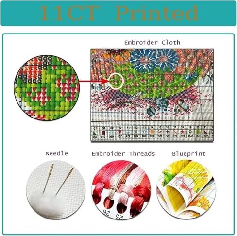 4 Pack Insect Stamped Cross Stitch Kits for Adults Beginner, Counted Cross Stitch Kits Printed Stitching Patterns Dimensions Needlepoint Art Crafts Embroidery Kits for Adults Beginners 12x16 inch in Kuwait