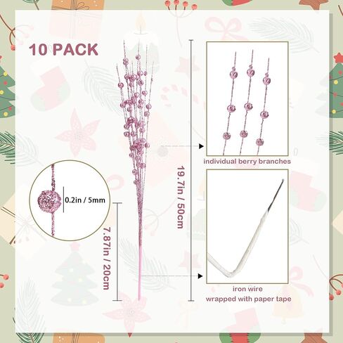 10 حزمة ذهبية الاصطناعية بريق السيقان ينبع 15.7 "وهمية عيد الميلاد يختار ديكور بريق العصي لعيد الميلاد DIY اكليلا من الزهور ديكور الموقد in Kuwait