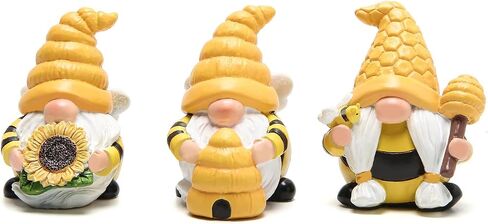 Hodao Spring Bumble Bee Gnome Figurine - Cute Garden Decor with Sunflower Accents, Yellow Bee Statue for Spring Home Table Decor, Unique Gifts for Nature Lovers in Kuwait