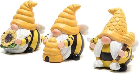 Hodao Spring Bumble Bee Gnome Figurine - Cute Garden Decor with Sunflower Accents, Yellow Bee Statue for Spring Home Table Decor, Unique Gifts for Nature Lovers in Kuwait