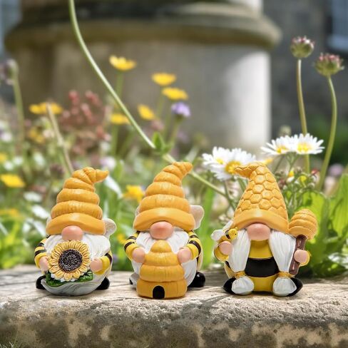 Hodao Spring Bumble Bee Gnome Figurine - Cute Garden Decor with Sunflower Accents, Yellow Bee Statue for Spring Home Table Decor, Unique Gifts for Nature Lovers in Kuwait