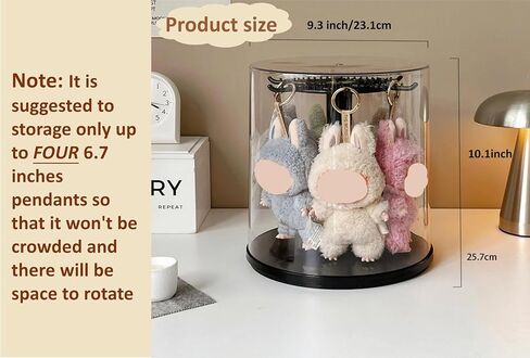 Rotating Clear Display Case for Large Doll Keychains, Display Stand for Plush Dolls, Storage Box for Dolls, Dust and Moisture Proof, All-Round Display, Figurines (NO Dolls) (White) in Saudi Arabia