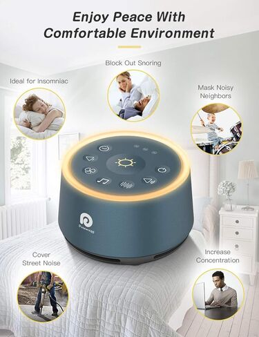 آلة صوت الأطفال من دريم إيج مع مصباح غرفة الأطفال، 25 صوتًا مهدئًا، ساعة منبه، ضوء ليلي خافت، آلة ضوضاء بيضاء لآلة صوت النوم، هدايا استحمام الطفل يجب اقتناؤها، خشب in Kuwait