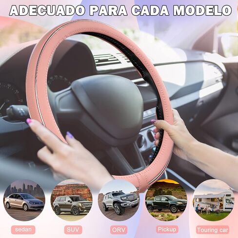 Green Car Steering Wheel Cover, Anti Slip Breathable Comfort Leather with Silver Bright Fiber Strip, Universal Protector for All Season 15 inch Fit Most Cars in Kuwait
