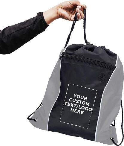DISCOUNT PROMOS Two-Tone Drawstring Backpack Non-Woven - 10 pack - Customizable Text, Logo - Durable Sports Backpacks - Ideal for Sports, Travel, Gym & More - Blue in Saudi Arabia