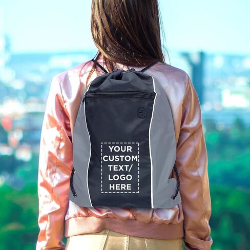 DISCOUNT PROMOS Two-Tone Drawstring Backpack Non-Woven - 10 pack - Customizable Text, Logo - Durable Sports Backpacks - Ideal for Sports, Travel, Gym & More - Blue in Saudi Arabia