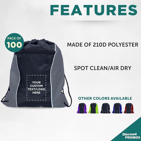 DISCOUNT PROMOS Two-Tone Drawstring Backpack Non-Woven - 10 pack - Customizable Text, Logo - Durable Sports Backpacks - Ideal for Sports, Travel, Gym & More - Blue in Saudi Arabia