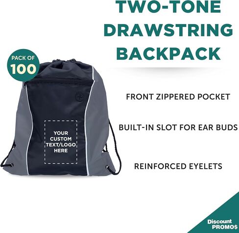 DISCOUNT PROMOS Two-Tone Drawstring Backpack Non-Woven - 10 pack - Customizable Text, Logo - Durable Sports Backpacks - Ideal for Sports, Travel, Gym & More - Blue in Saudi Arabia