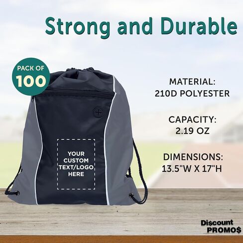 DISCOUNT PROMOS Two-Tone Drawstring Backpack Non-Woven - 10 pack - Customizable Text, Logo - Durable Sports Backpacks - Ideal for Sports, Travel, Gym & More - Blue in Saudi Arabia