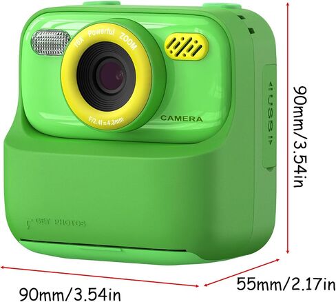Instant Print Camera for Kids, 2.4 Inch Screen 1080P Kids Camera Instant Print with 2 Rolls Paper, Built in 32GB Card, for Boys & Girls (Black-Green) in Saudi Arabia