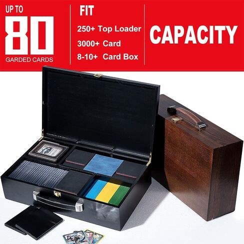 Premium Solid Wood Dual-Row Storage Case with Removable Dividers - Portable Organizer for 35PT Card Bricks, Collectible Cards, Sports Cards & Small Accessories (16.7"×10"×4.2" , Walnut - velvet ) in Saudi Arabia