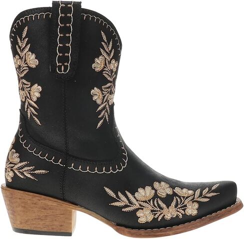ROPER Womens Wynona Floral Embroidered Snip Toe Casual Boots Ankle Low Heel 1-2" - Black in Saudi Arabia