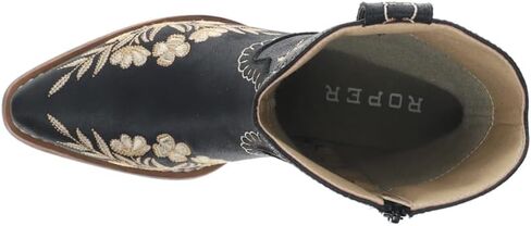 ROPER Womens Wynona Floral Embroidered Snip Toe Casual Boots Ankle Low Heel 1-2" - Black in Saudi Arabia