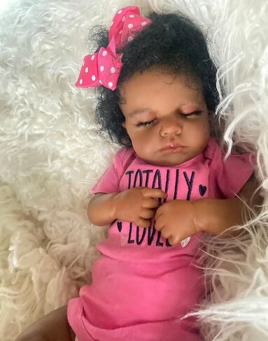 Zero Pam Black Reborn Baby Dolls Boy, 18 in Realistic Baby Doll, African American Newborn Baby, Silicone Baby Doll, Black Reborn Dolls Cloth Body with Accessories in Saudi Arabia
