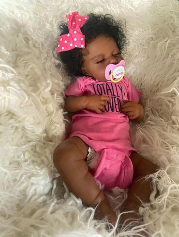 Zero Pam Black Reborn Baby Dolls Boy, 18 in Realistic Baby Doll, African American Newborn Baby, Silicone Baby Doll, Black Reborn Dolls Cloth Body with Accessories in Saudi Arabia